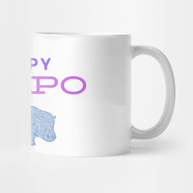 Happy Hippo - Fun Hippopotamus Design - pink and purple by Green Paladin